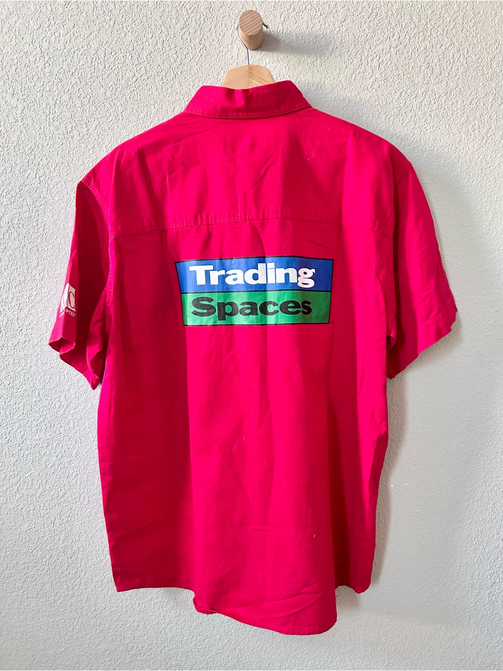 Nwt Tlc Trading Spaces Tv Show Cast & Crew Red Button Up Shirt Sz L 100% Cotton